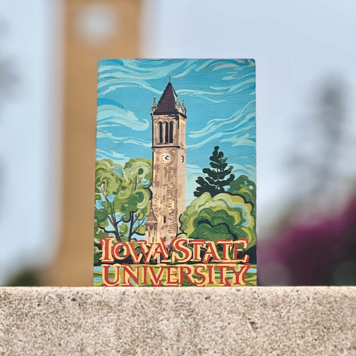 Justin Patten Campanile Iowa State Wood 4x6 Postcard